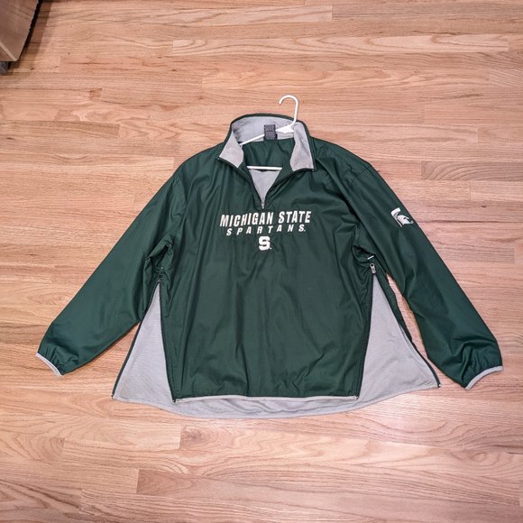(L) Vintage Michigan State 1/4 Zip Up Pullover Embroidered Windbreaker - Picture 2 of 7